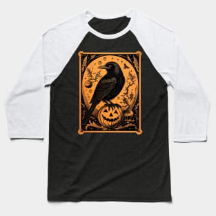 Vintage Retro Halloween Crow Baseball T-Shirt